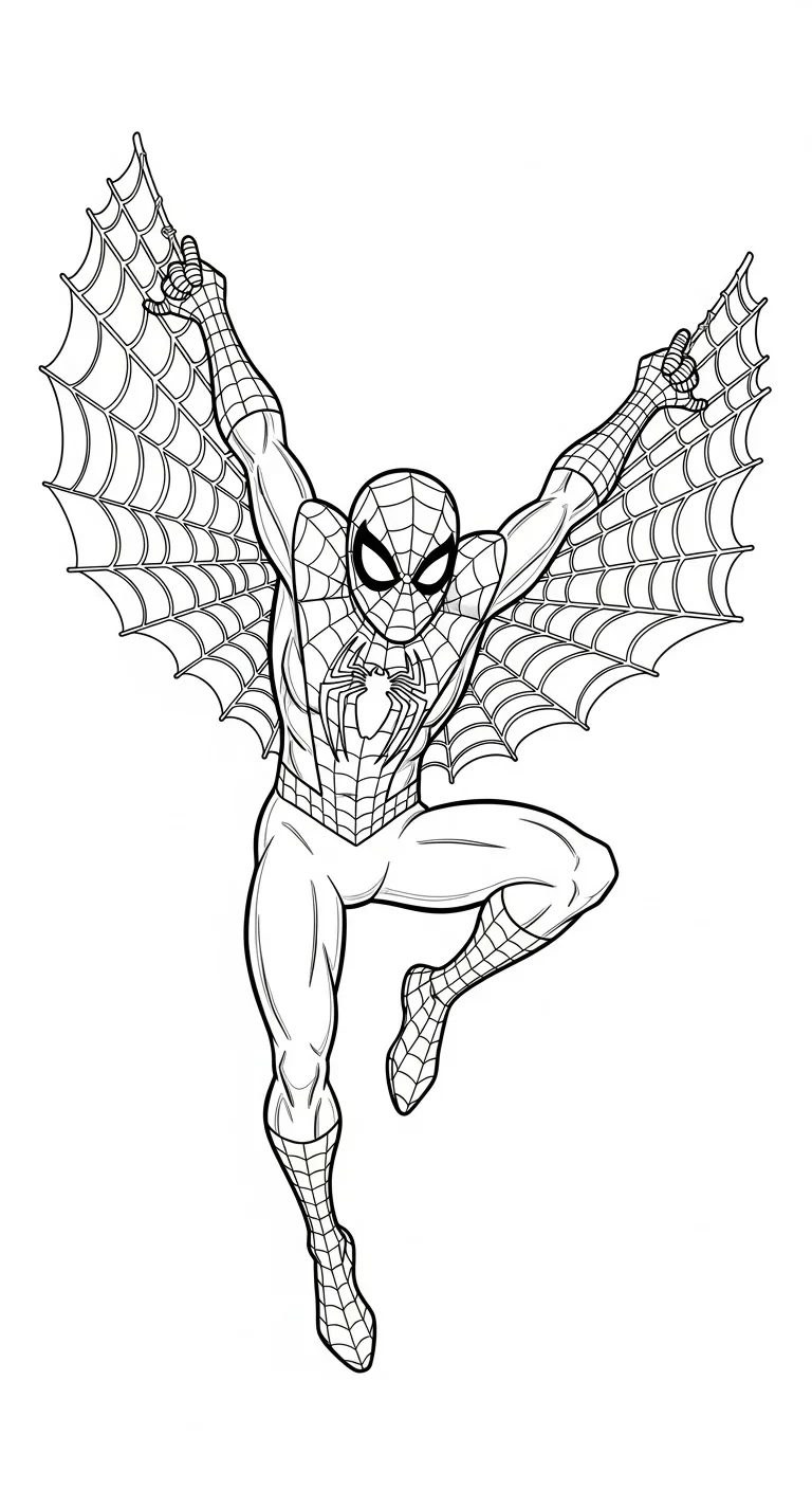 Spider-Man planant avec ses ailes