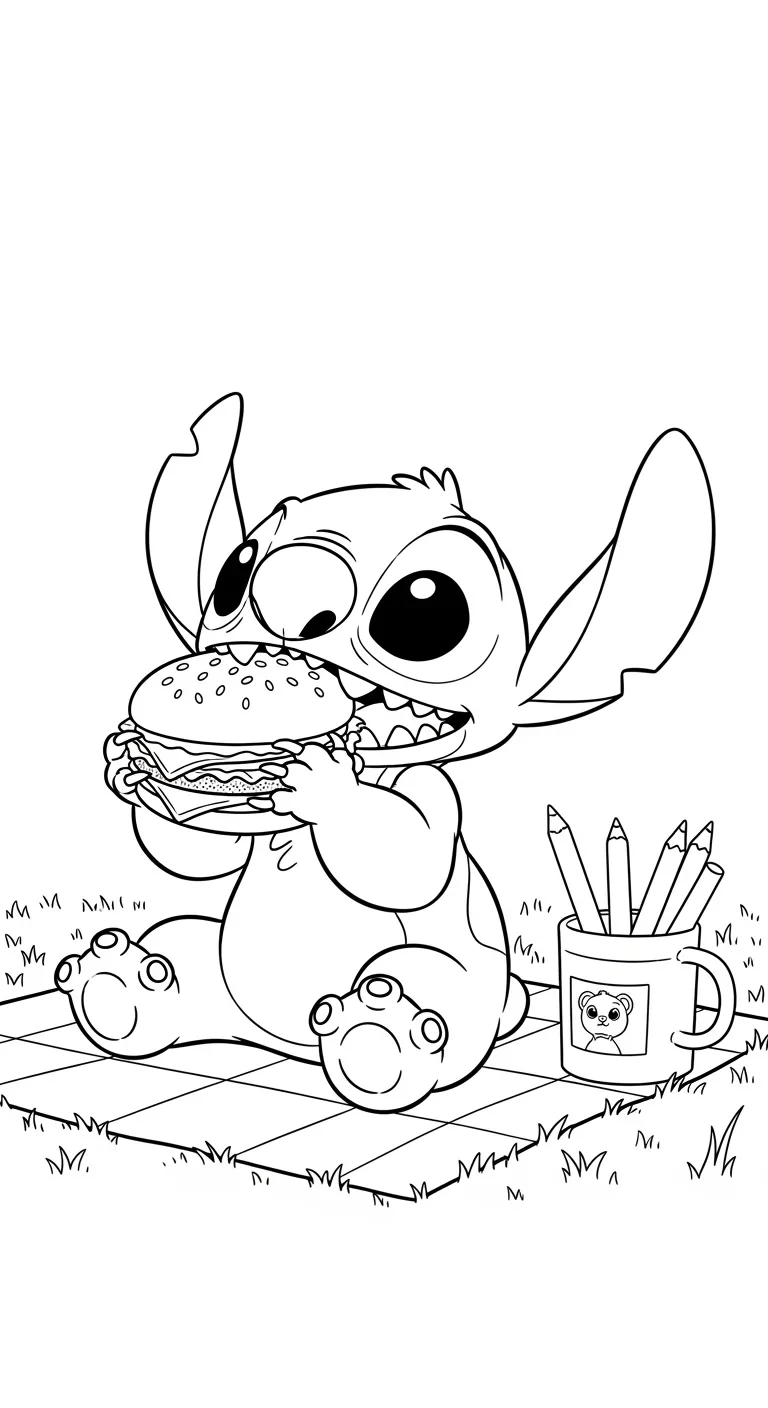 Stitch mangeant une glace