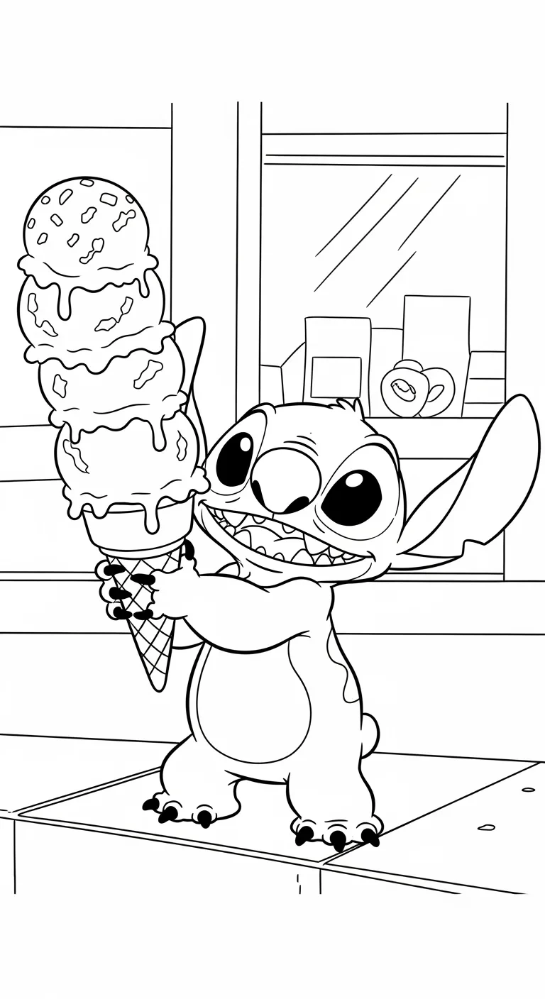 Coloriage Stitch sur la plage