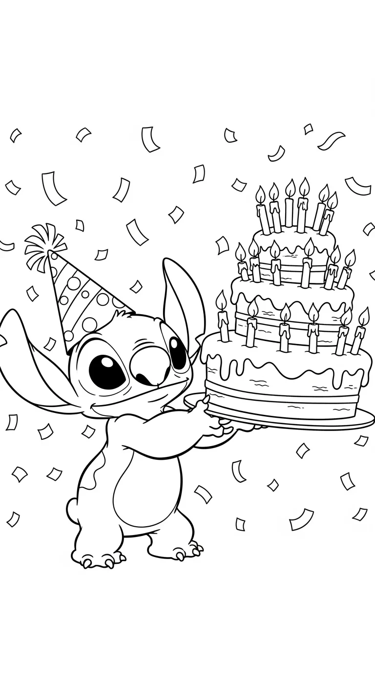 Coloriage Stitch sur la plage