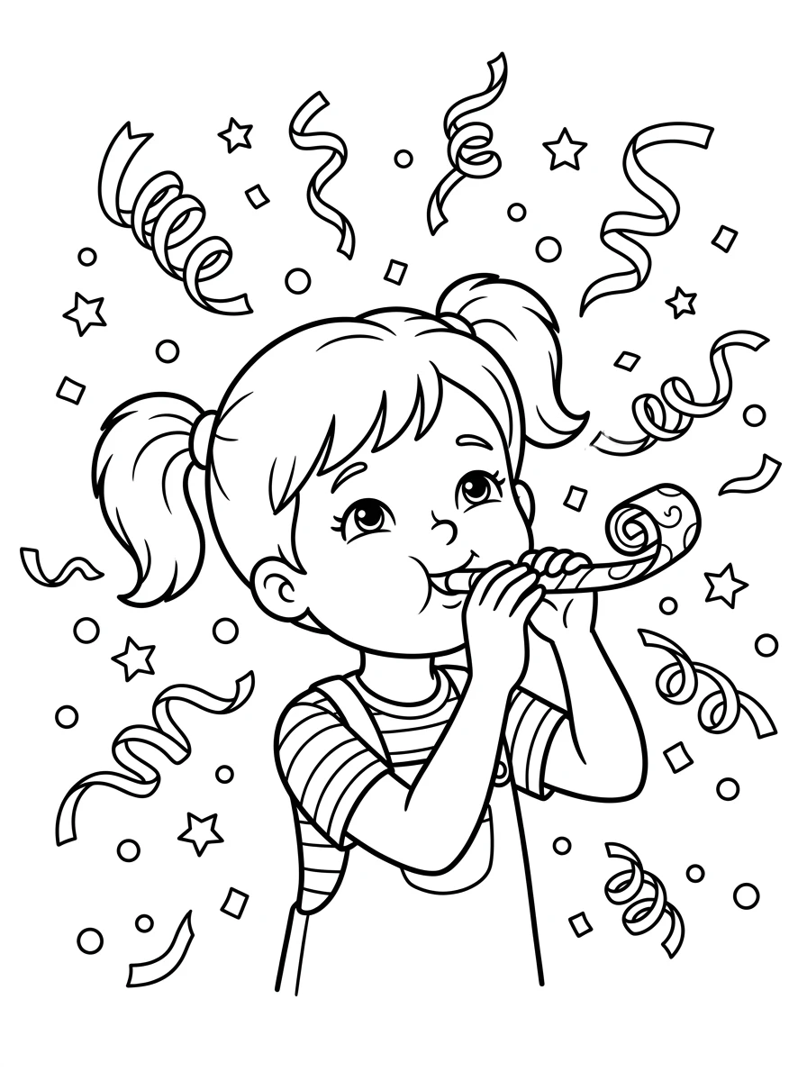 Coloriage anniversaire de fillette