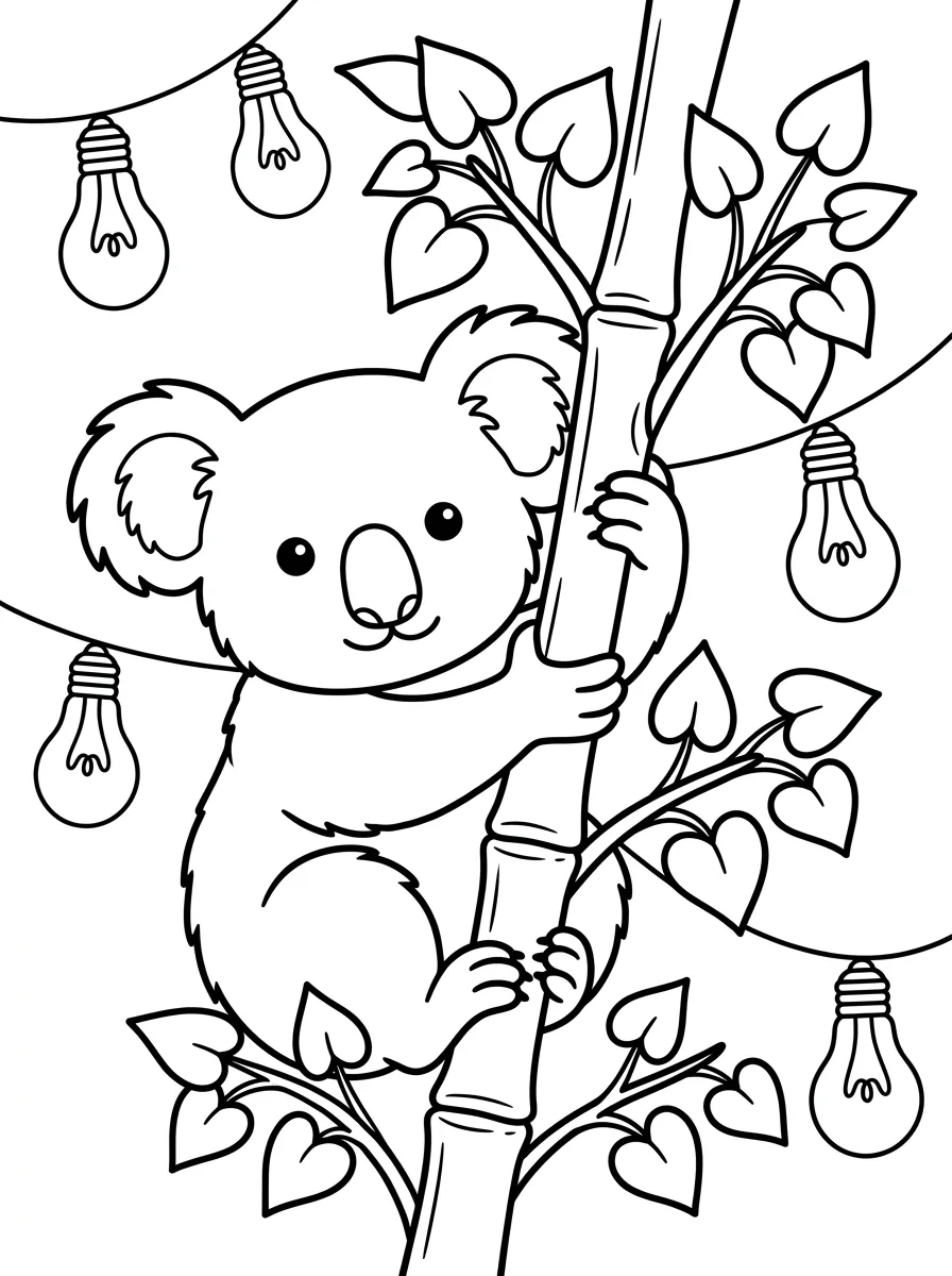 Coloriage coeur de koala mignon