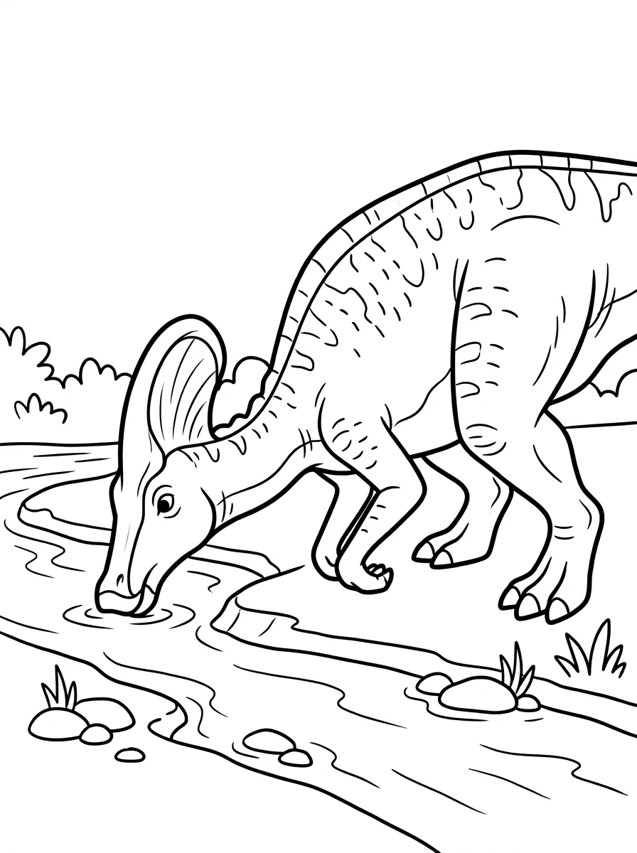 Corythosaure buvant au ruisseau