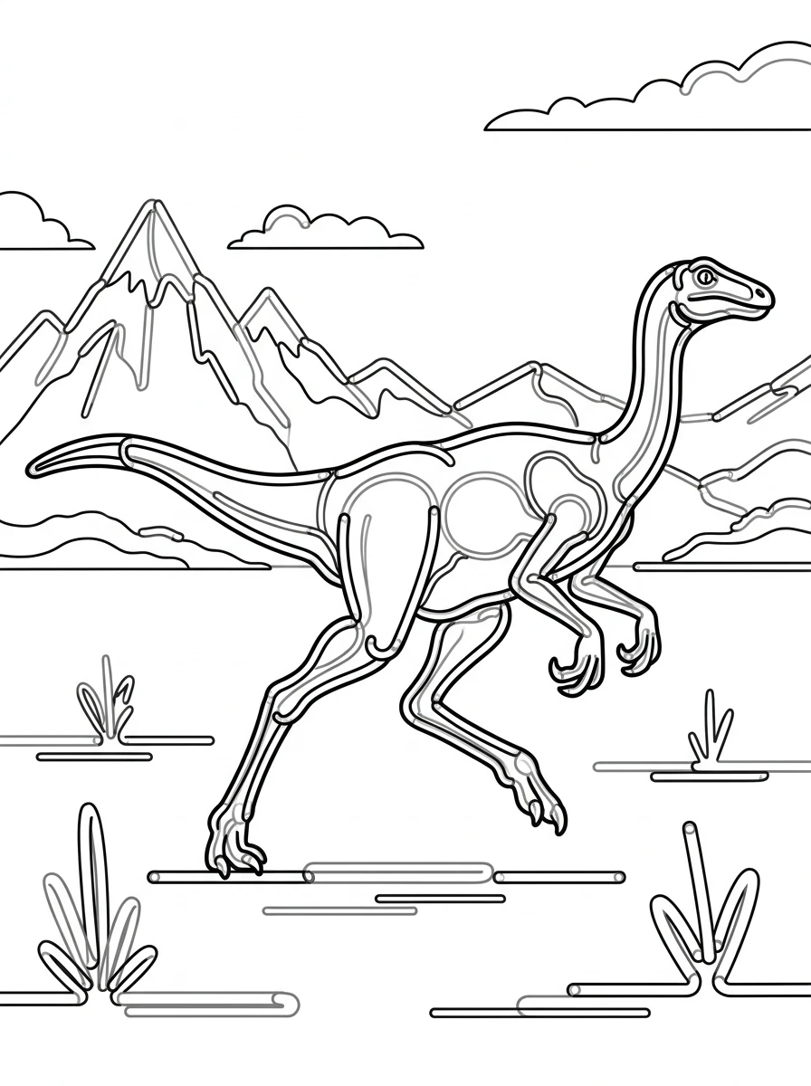 Coloriage dinosaure Gallimimus