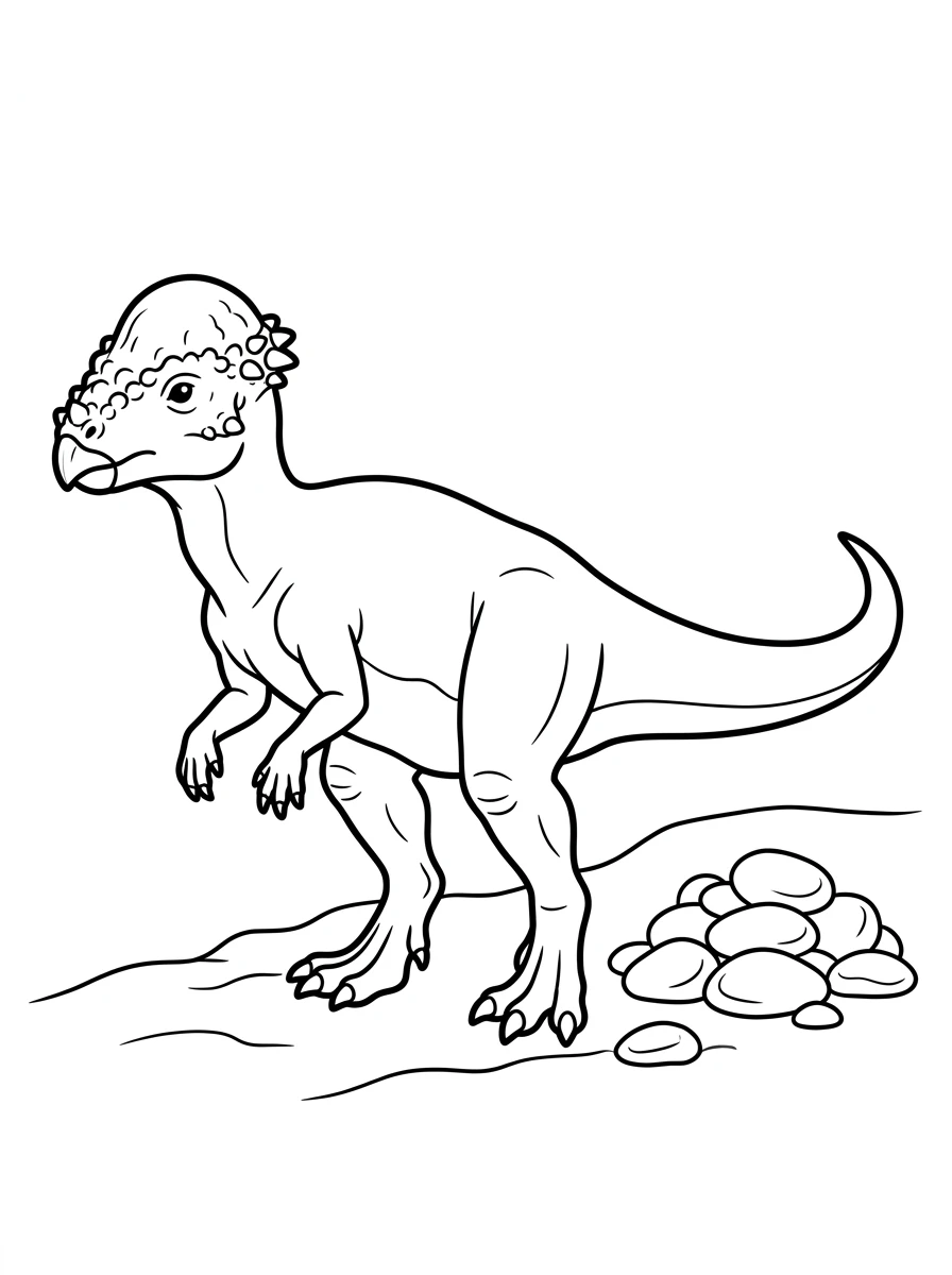 Coloriage dinosaure Pachycephalosaurus