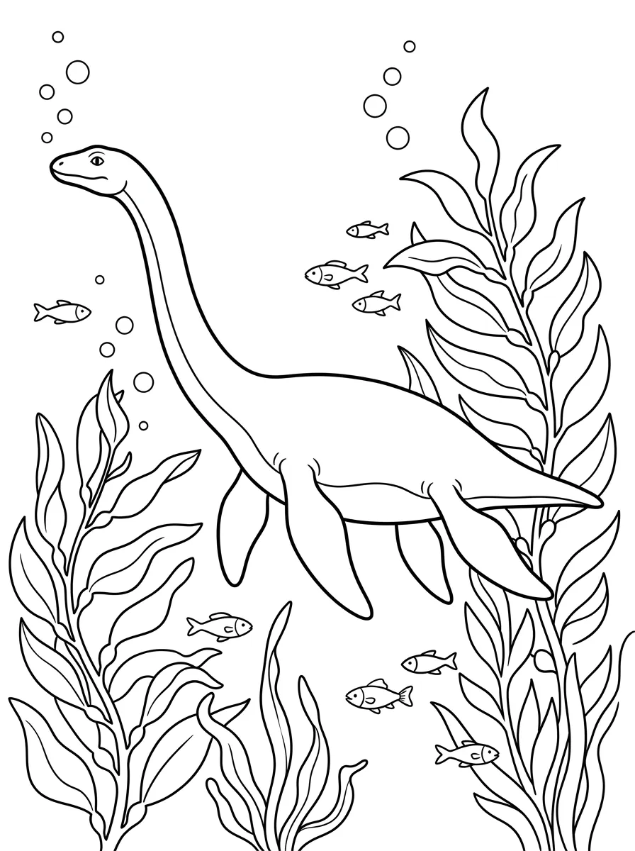 Coloriage dinosaure plésiosaure