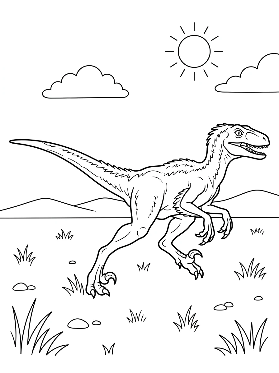 Coloriage dinosaure vélociraptor
