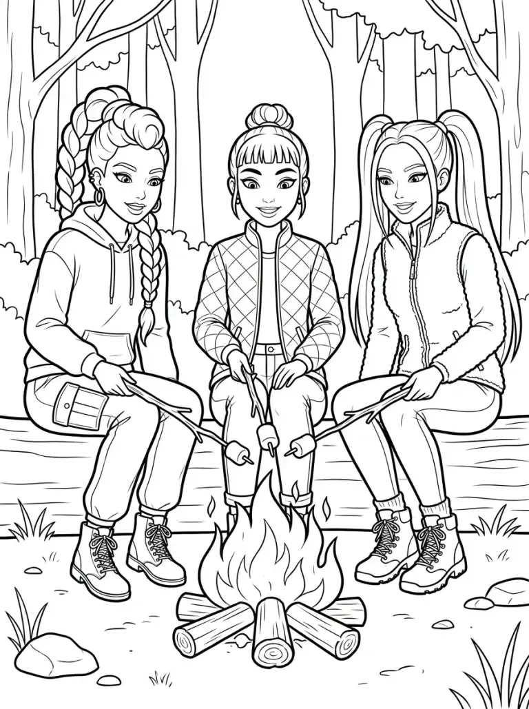 Coloriage Huntrix au feu
