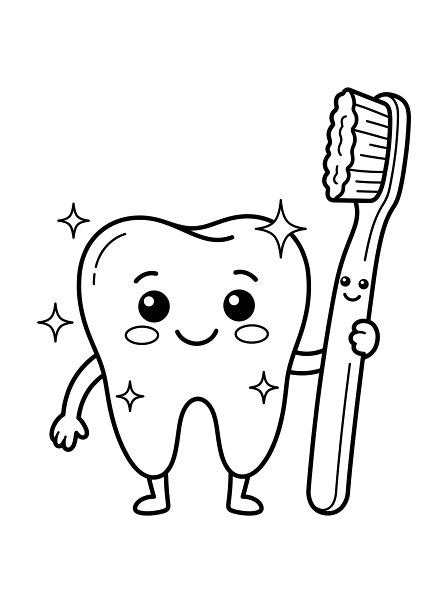 Dent souriante avec sa brosse