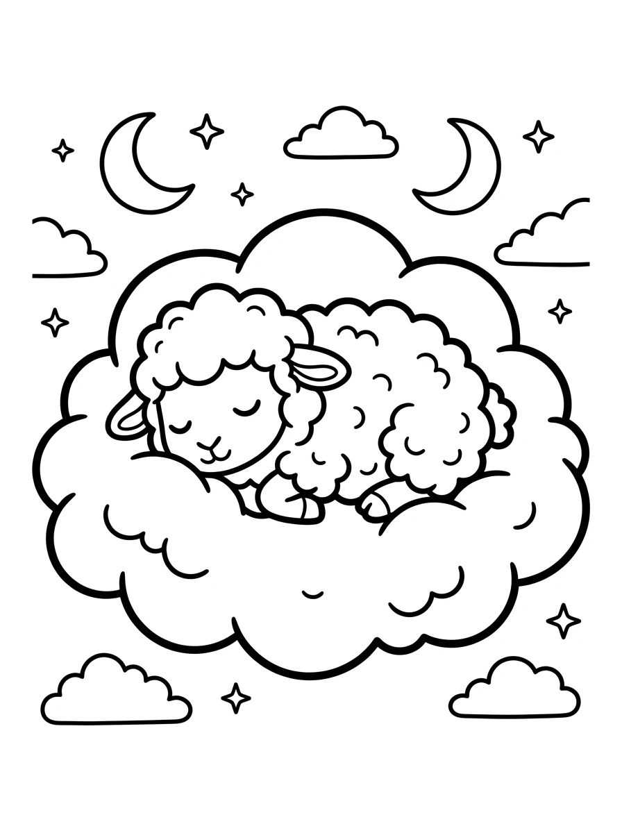 Mouton endormi sur un nuage