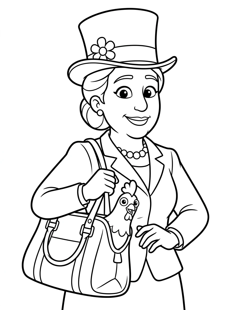 Une dame et sa poule