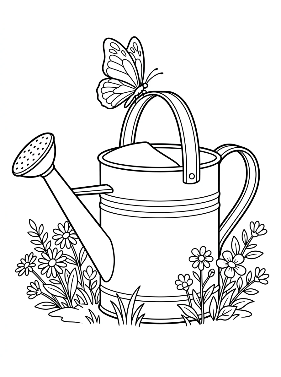 Papillon sur un arrosoir