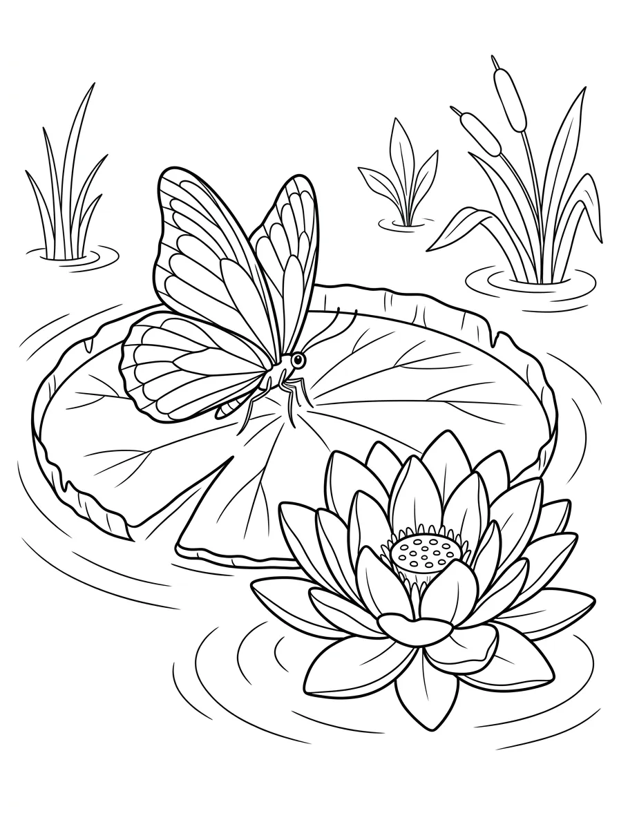 Papillon sur un nénuphar