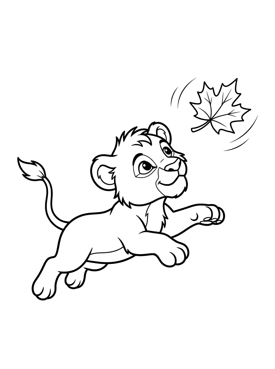 Coloriage lionceau joueur