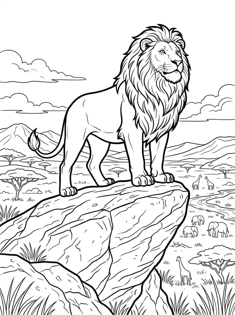 Lion fier sur son rocher