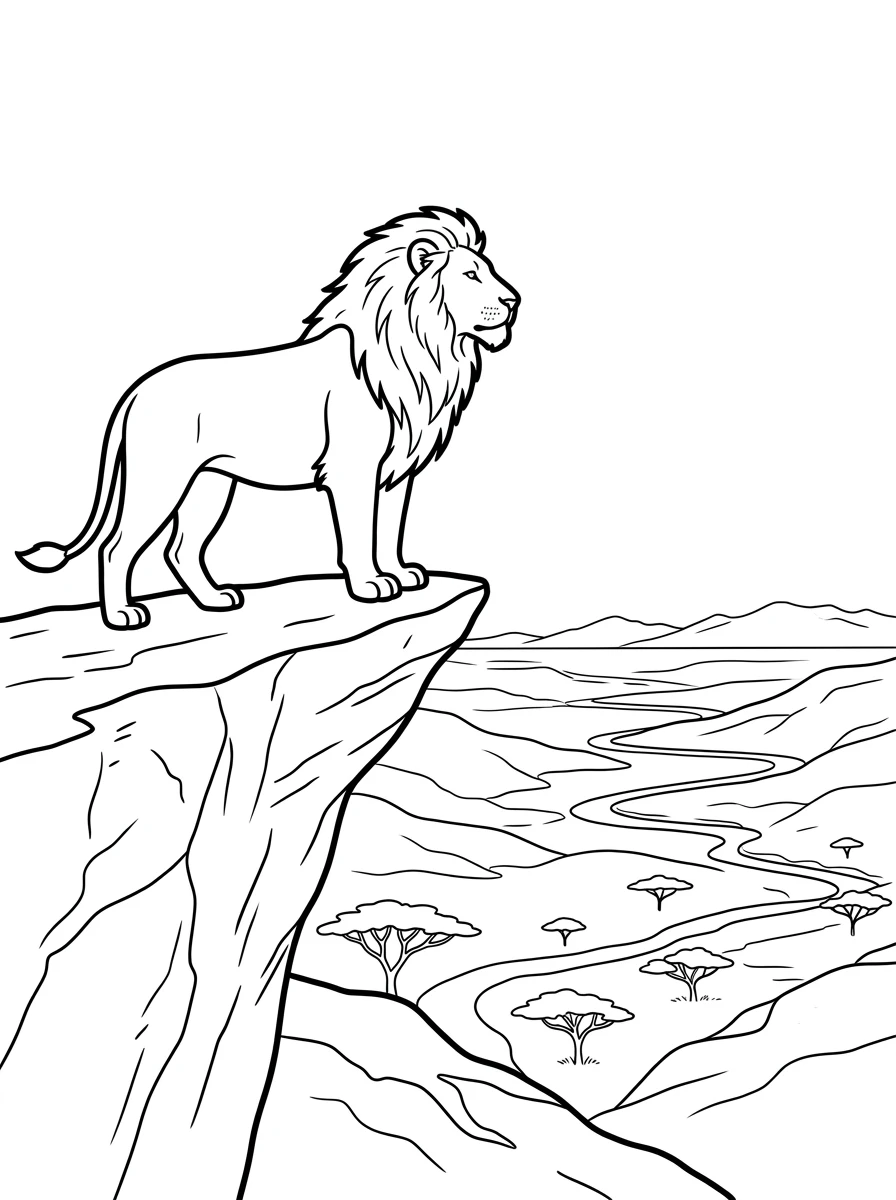Lion majestueux sur une falaise