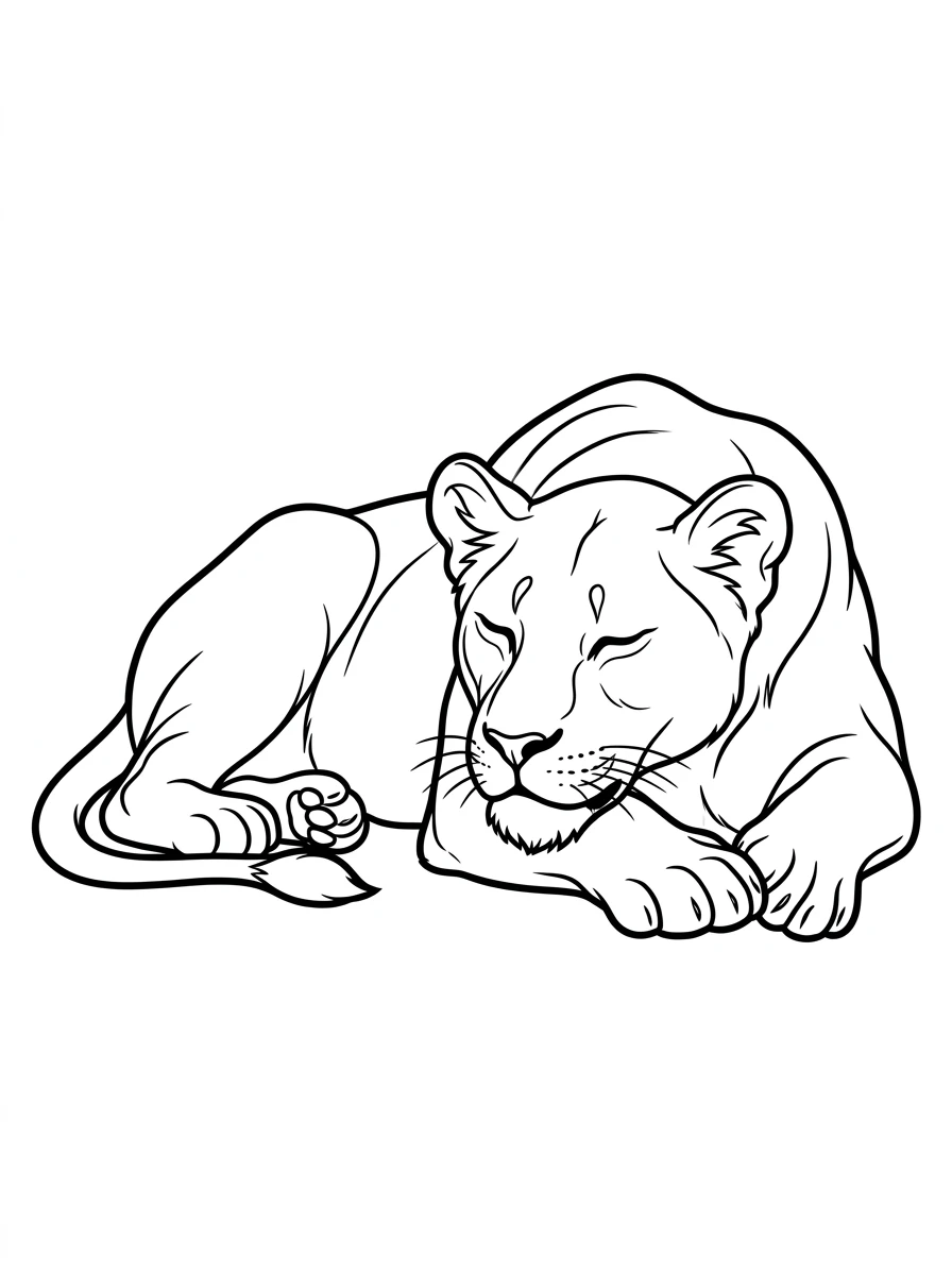 Lionne paisible au repos