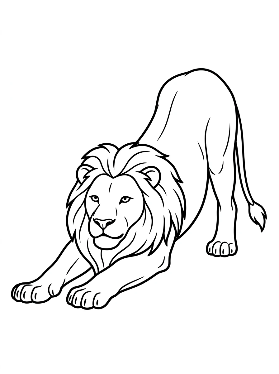 Un lion qui s'étire
