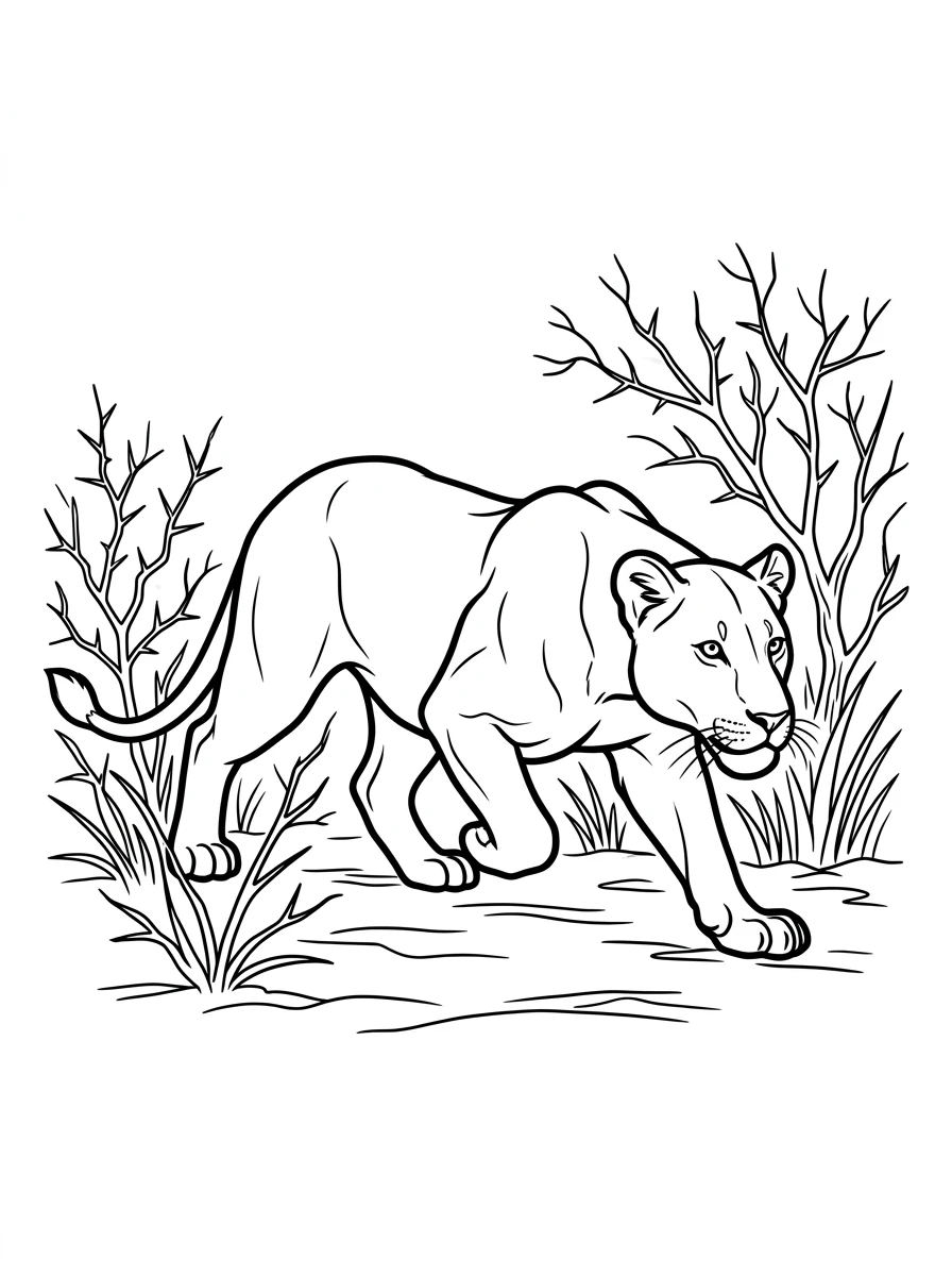 Une lionne à l'affût
