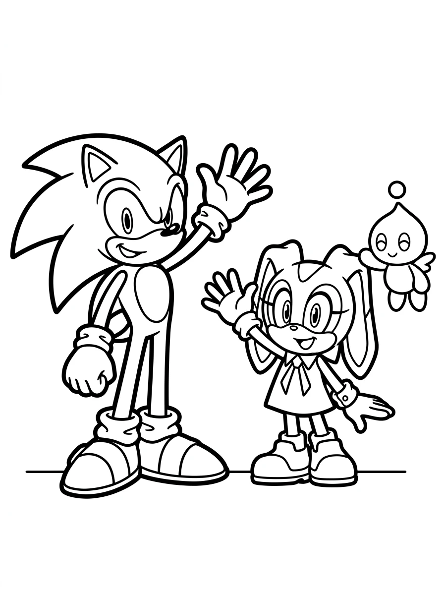 Coloriage Sonic avec Cream