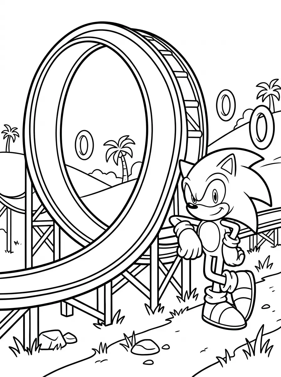 Sonic adossé au looping