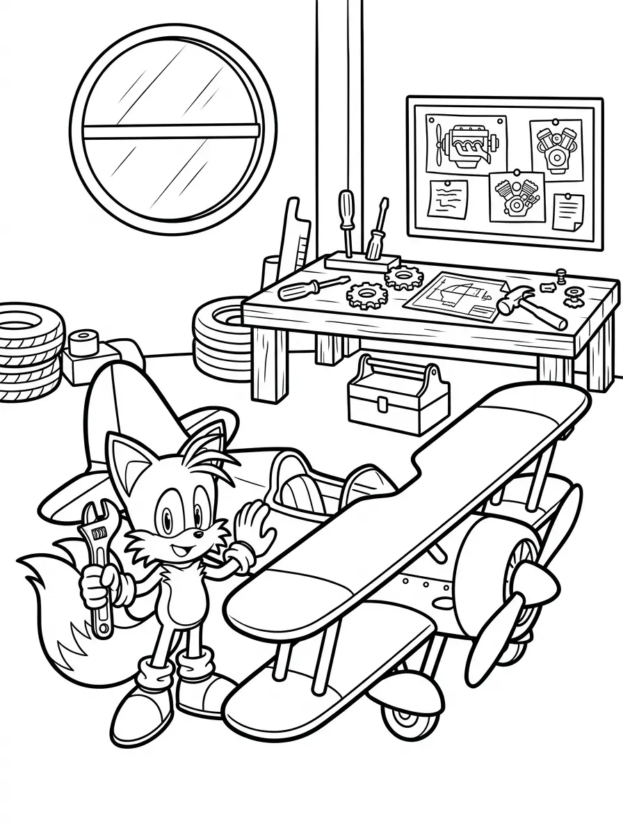 Tails bricolant son avion Tornado