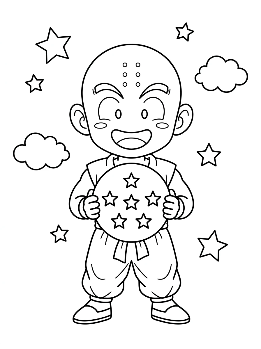 Krillin tenant une Dragon Ball
