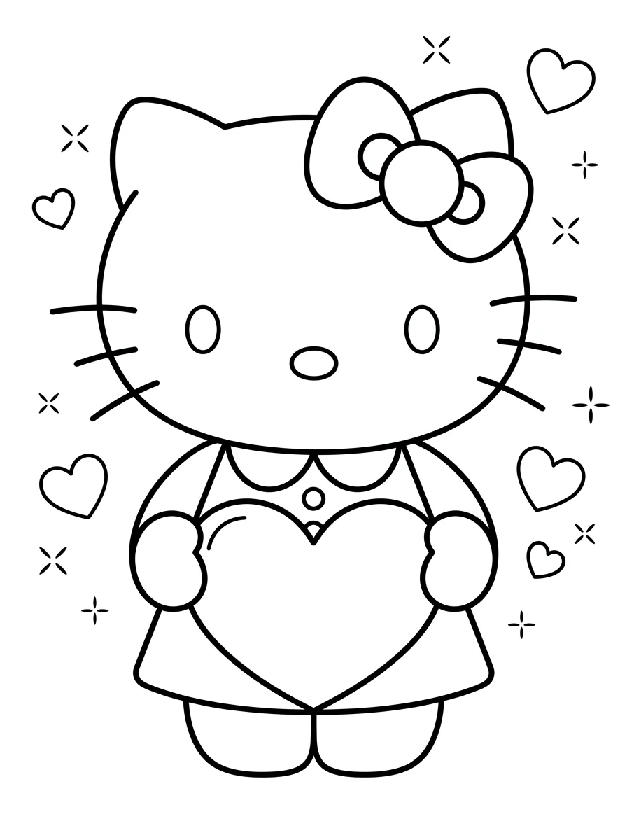 Hello Kitty tenant un cœur