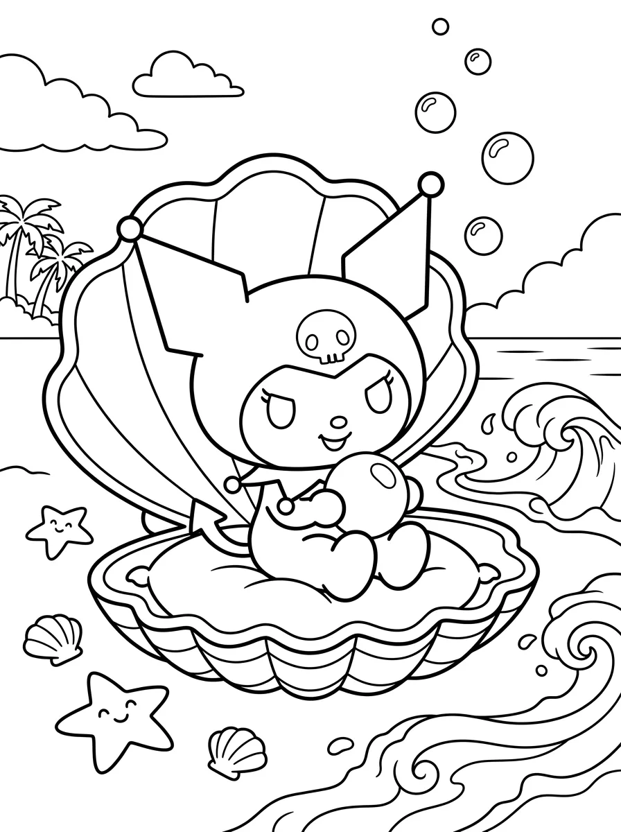Kuromi dans un coquillage géant