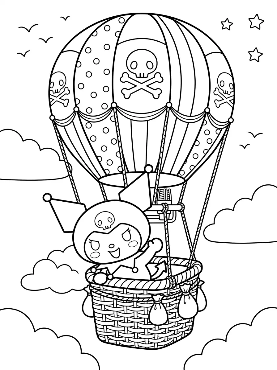 Kuromi en montgolfière