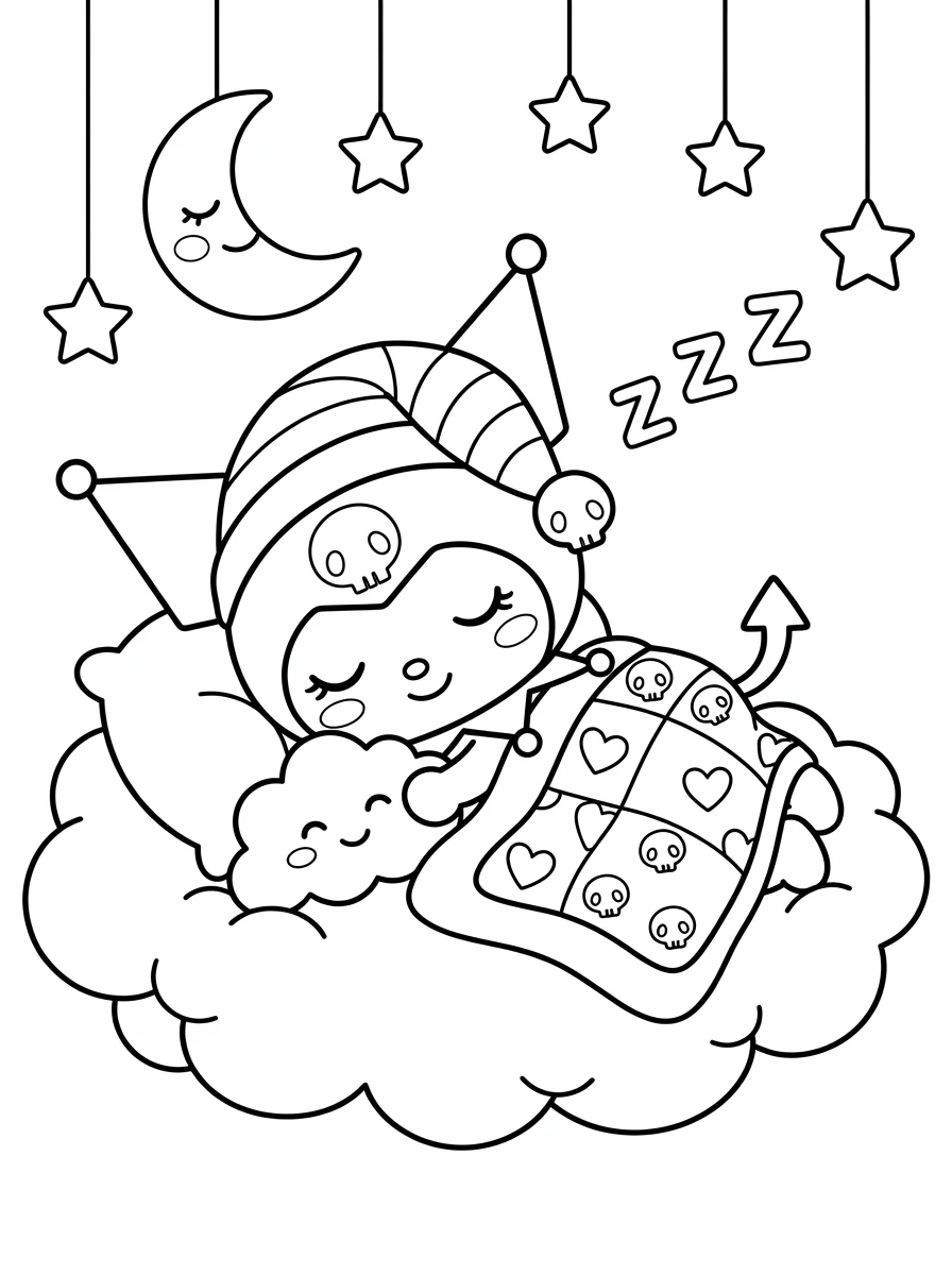 Kuromi endormie sur un nuage