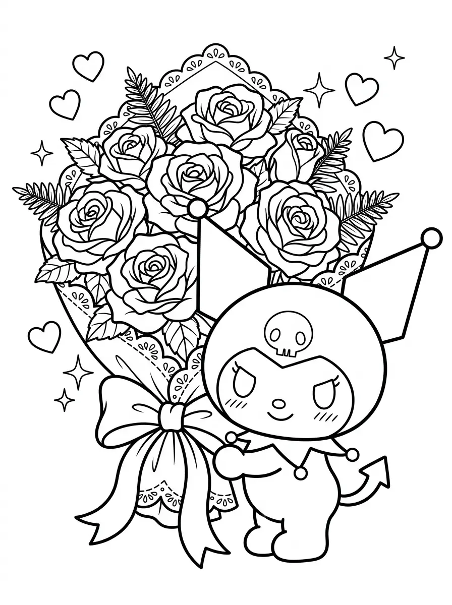 Kuromi et son grand bouquet