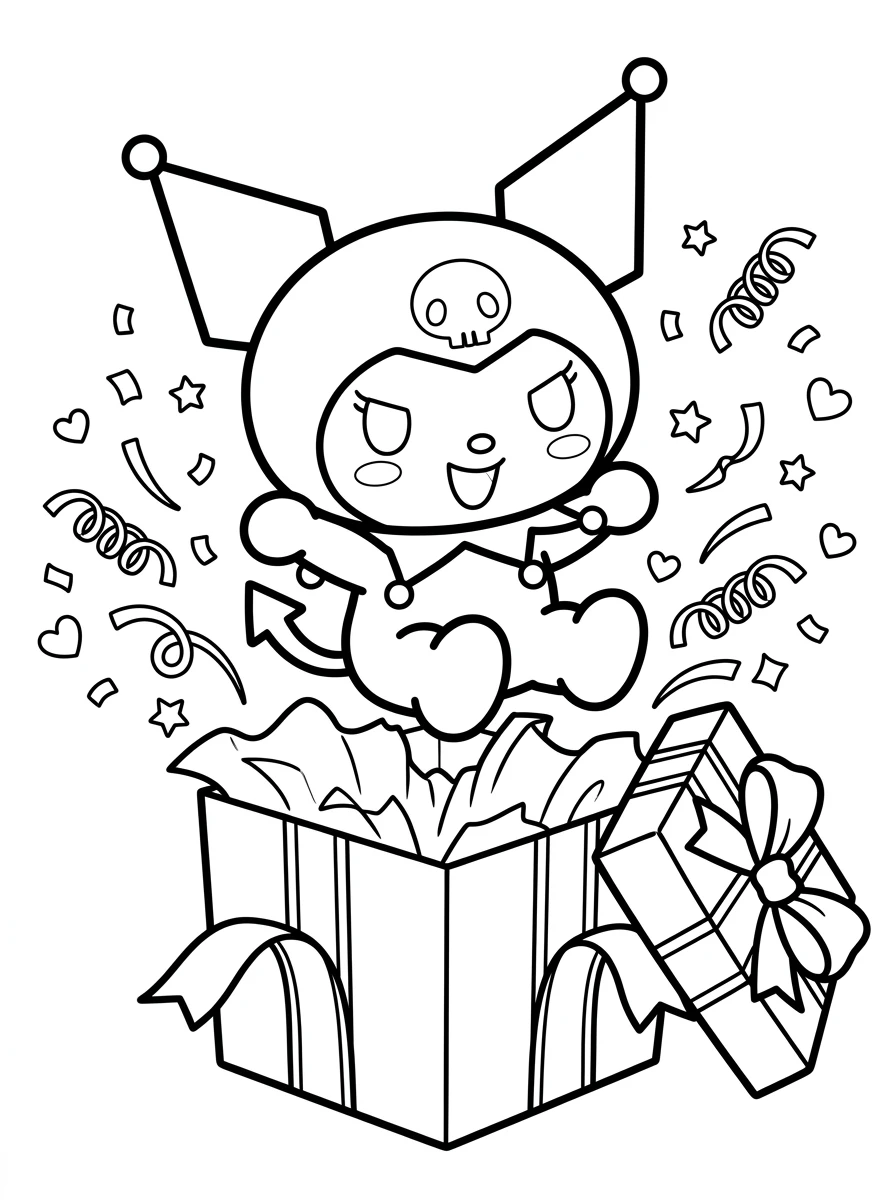 Kuromi jaillissant d’un cadeau