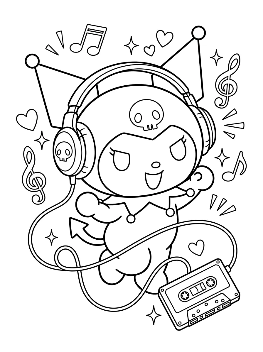 Coloriage Kuromi qui danse