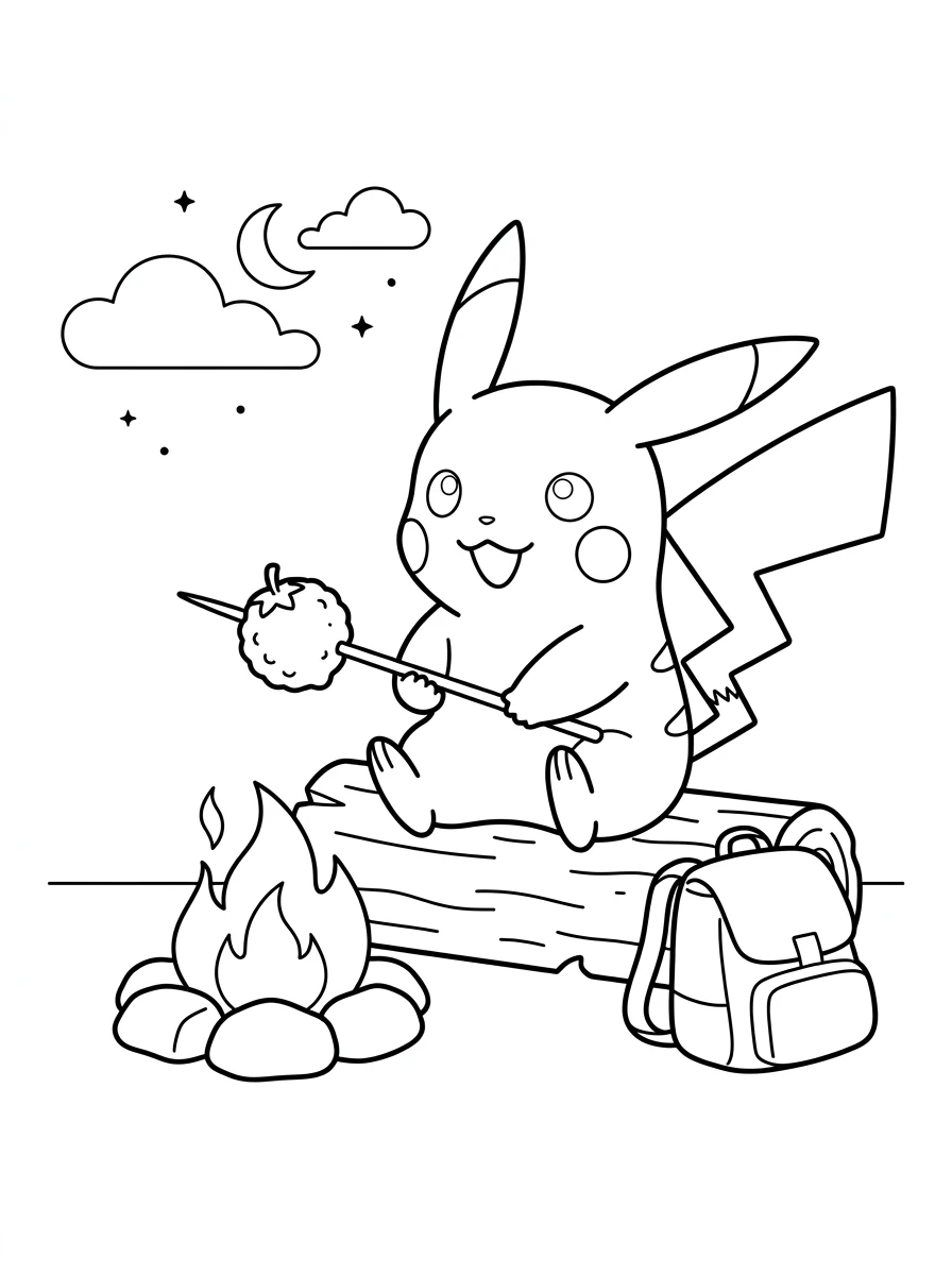Pikachu autour du feu