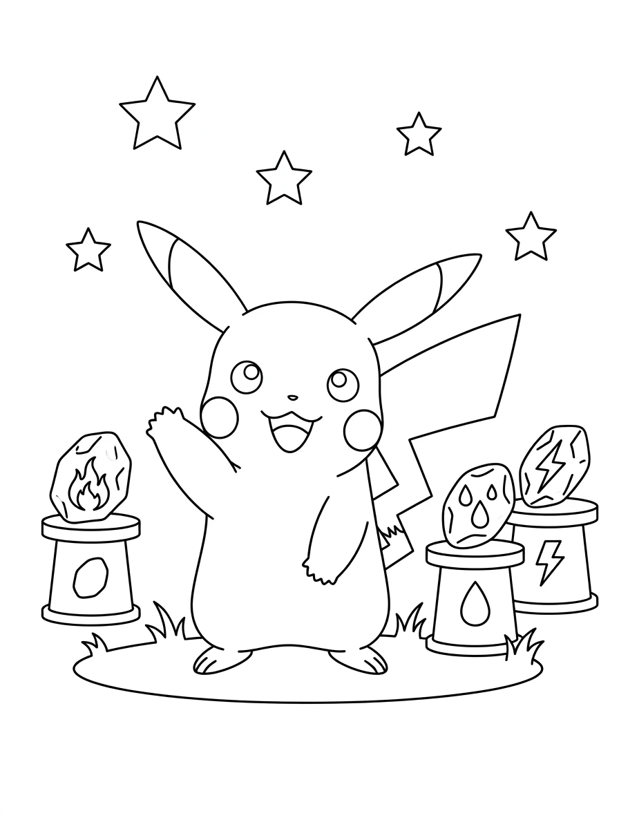 Pikachu et les pierres évolutives