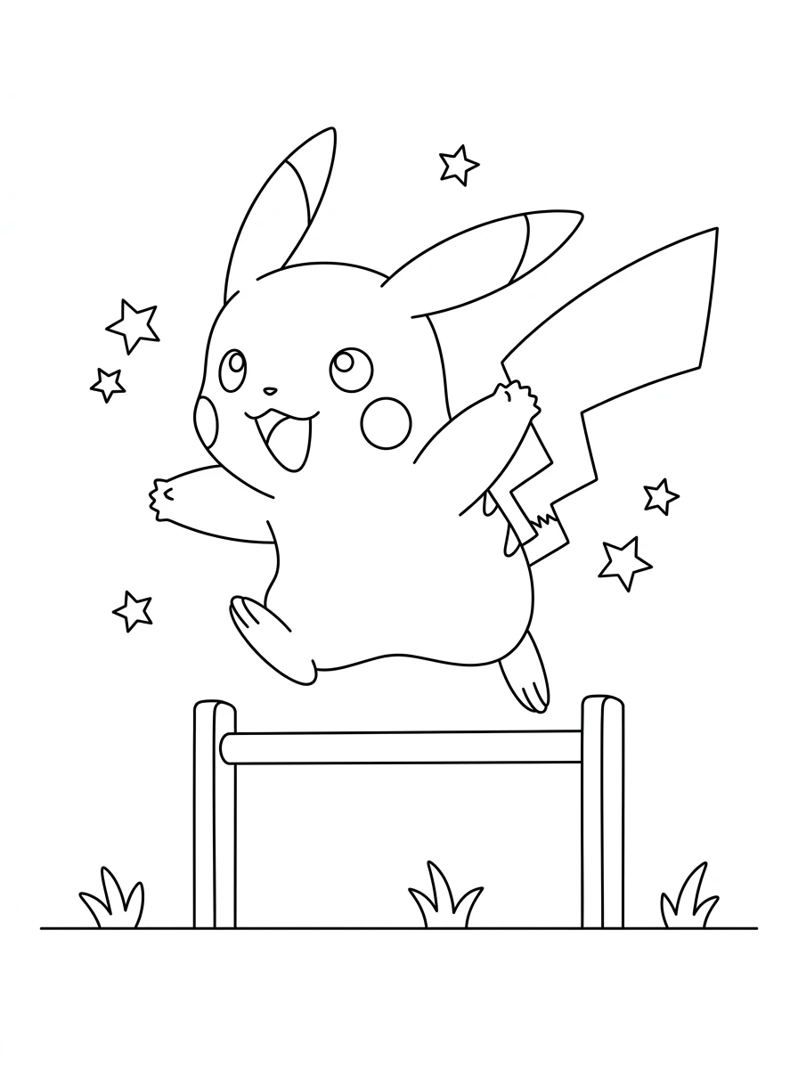 Pikachu franchit un obstacle d'entraînement